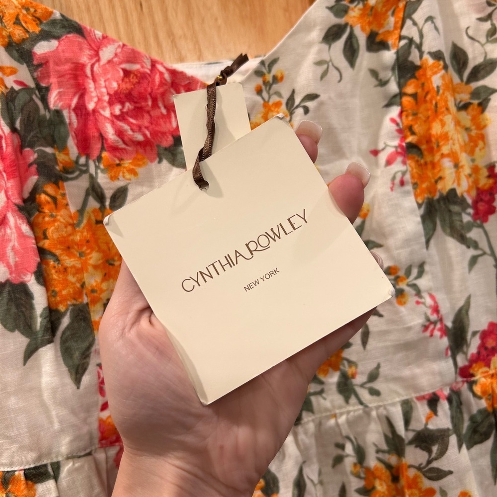 Cynthia Rowley Floral Linen Blend Dress Size 6 - Picture 4 of 15